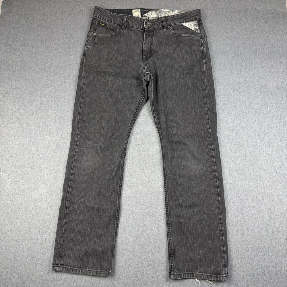 Volcom Y2K Mens 34 Straight Leg Faded Gray Denim Jeans Logo Cotton